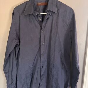 Perry Ellis Navy Button-Up Shirt - Size Medium